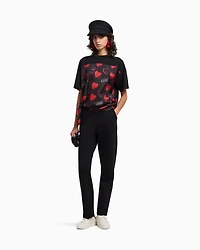 Emporio Armani - ASV Valentine’s Day capsule collection jersey T-shirt with satin insert, Woman, Black, Size: