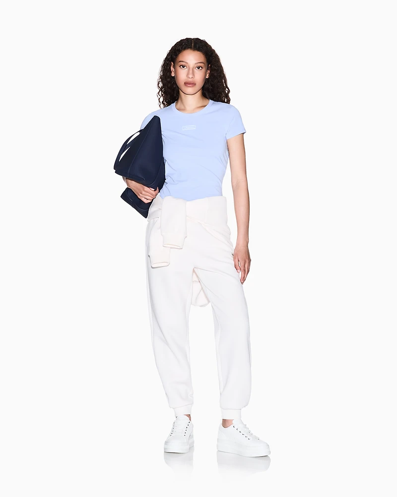 Armani Exchange - Regular fit T-shirt with logo, Woman, Light Blue, Size: