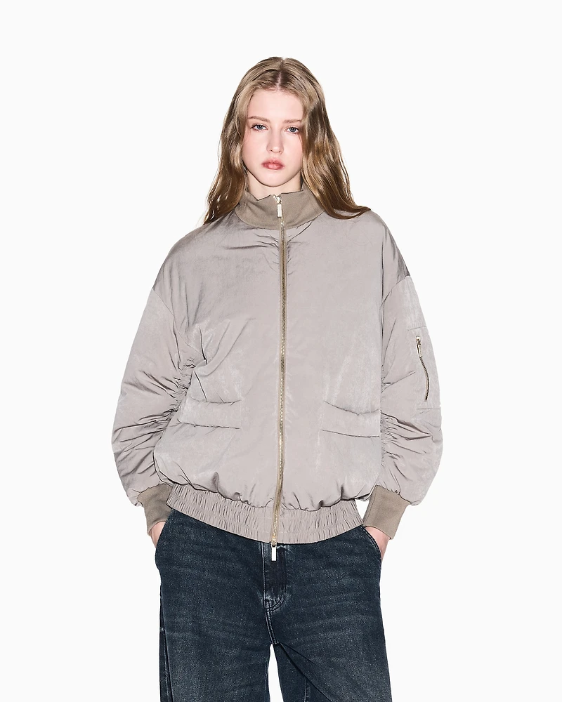 Armani Exchange - Recycled nylon bomber jacket, Woman, Brown, Size: