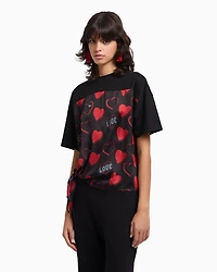 Emporio Armani - ASV Valentine’s Day capsule collection jersey T-shirt with satin insert, Woman, Black, Size: