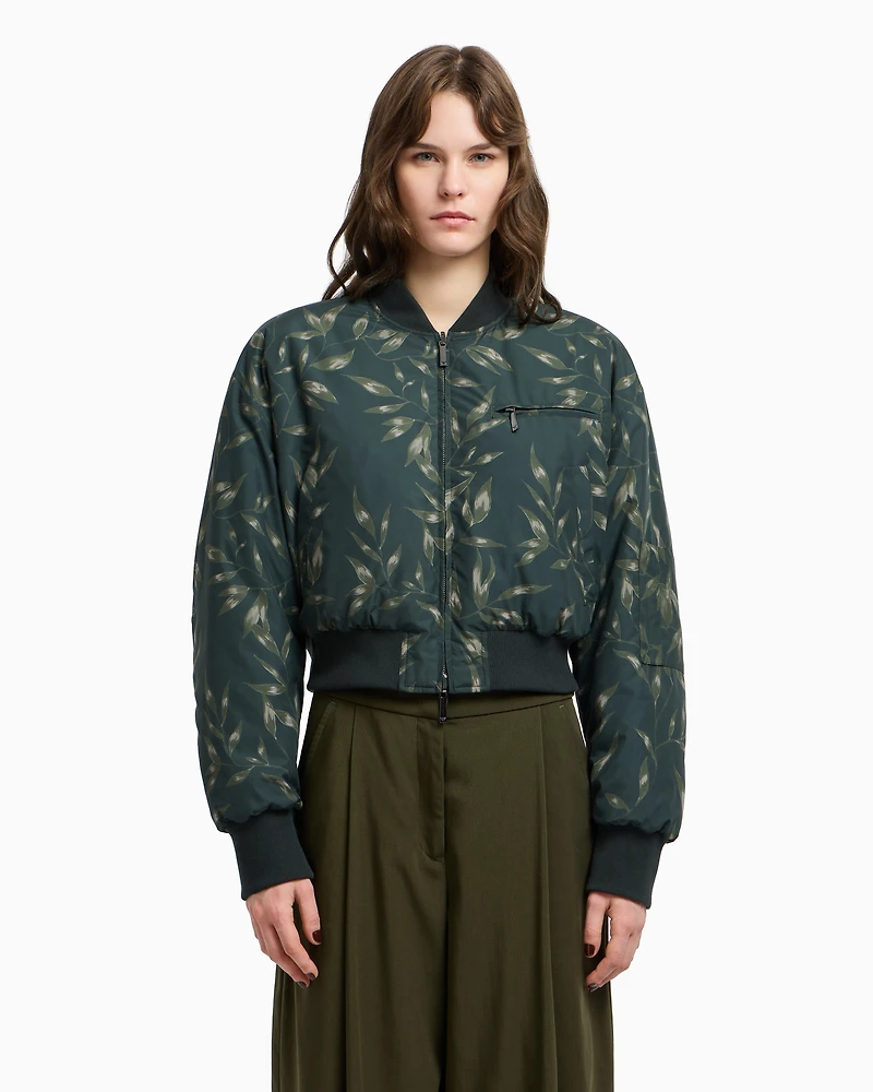 Emporio Armani - New York capsule collection reversible nylon bomber jacket, Woman, Green, Size: