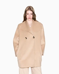 Armani Exchange -  Double-breasted wool blend coat, Woman, Camel, Size: