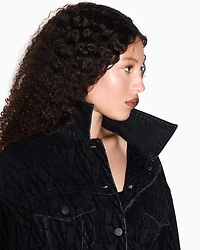 Armani Exchange - Denim jacket with all-over monogram motif, Woman, Black, Size: