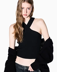 Armani Exchange -  Top with crisscross design, Woman, Black, Size: