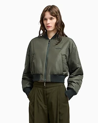 Emporio Armani - New York capsule collection reversible nylon bomber jacket, Woman, Green, Size: