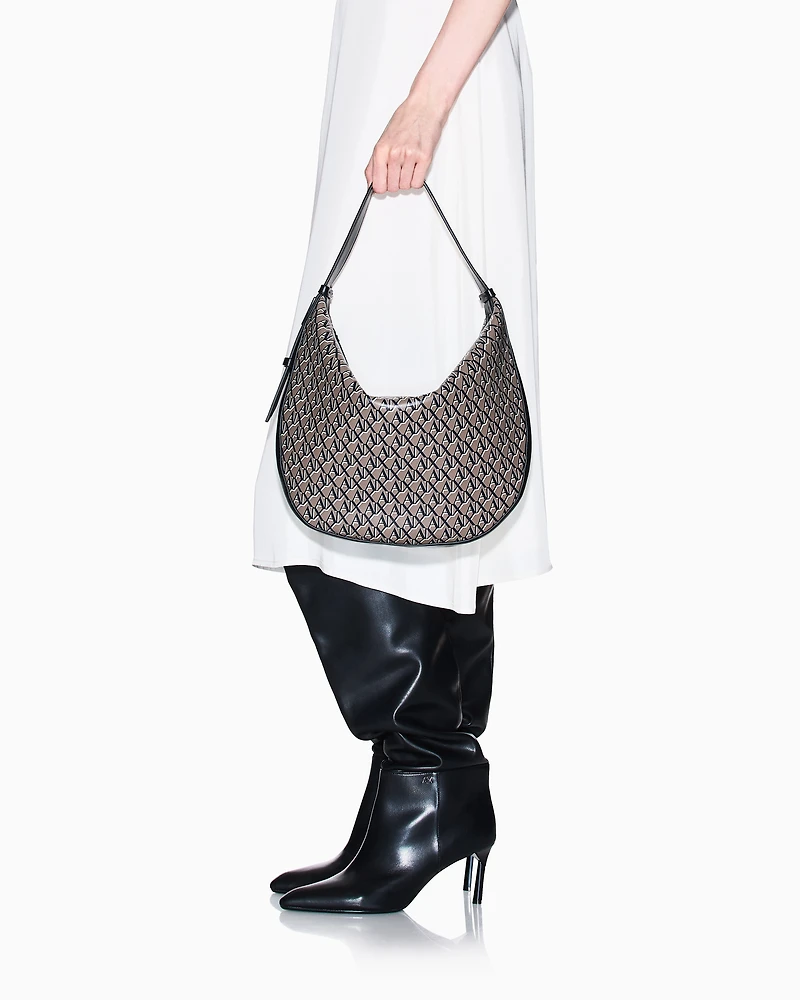 Hobo bag with allover logo