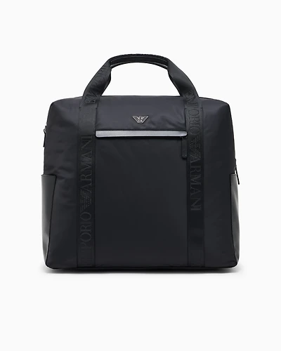 Emporio Armani - ASV recycled-nylon gym bag, Man, Black, Size: TU