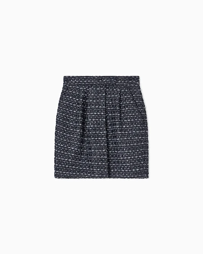 Emporio Armani - Lurex tweed pleated skirt, Woman, Grey, Size: