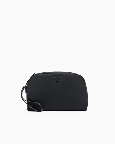 Emporio Armani - ASV recycled nylon washbag, Man, Black, Size: TU