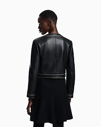 Emporio Armani - Semi-aniline lambskin nappa leather jacket, Woman, Black, Size: