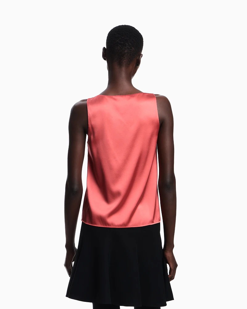 Emporio Armani - Silk satin V-neck top , Woman, Red, Size: