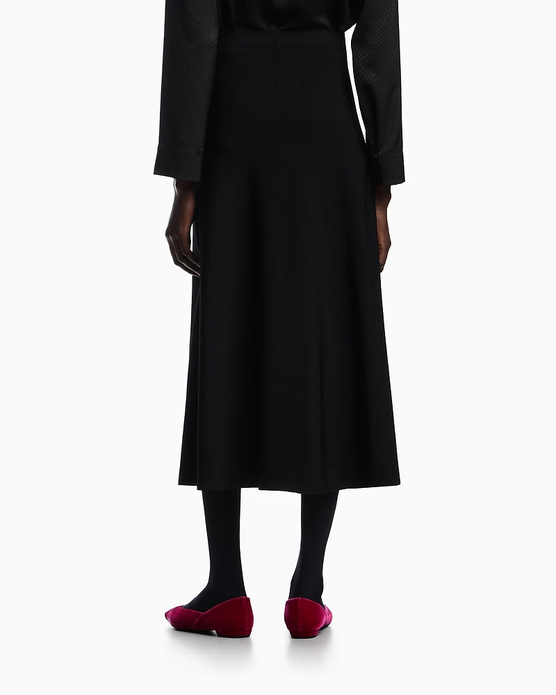 Emporio Armani - Flared stretch-viscose long skirt, Woman, Black, Size: