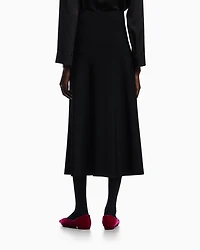 Emporio Armani - Flared stretch-viscose long skirt, Woman, Black, Size: