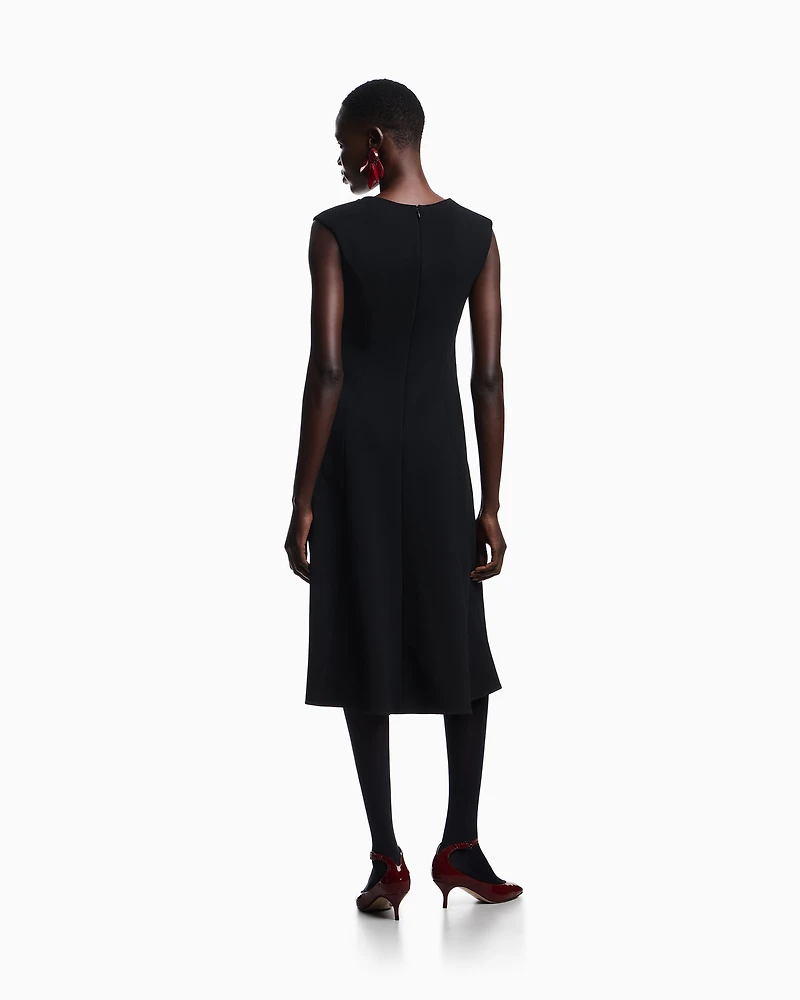 Emporio Armani - Flared dress bark-effect fluid crêpe, Woman, Black, Size:
