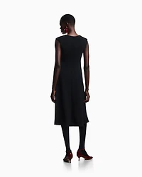 Emporio Armani - Flared dress bark-effect fluid crêpe, Woman, Black, Size: