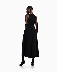 Emporio Armani - Technical cady sleeveless dress with pleats, Woman, Black, Size: