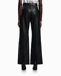 Emporio Armani - Glove-quality lambskin nappa leather palazzo trousers, Woman, Black, Size: 40