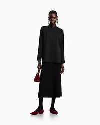 Emporio Armani - Flared stretch-viscose long skirt, Woman, Black, Size:
