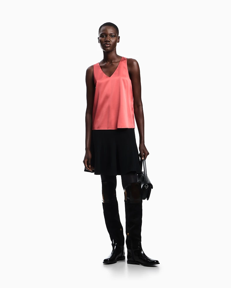Emporio Armani - Silk satin V-neck top , Woman, Red, Size:
