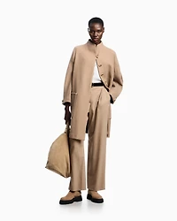 Emporio Armani - Icon wool flannel trousers with pleats, Woman, Beige, Size: