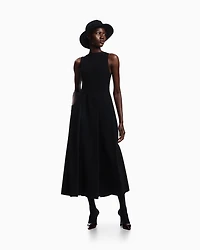 Emporio Armani - Technical cady sleeveless dress with pleats, Woman, Black, Size: