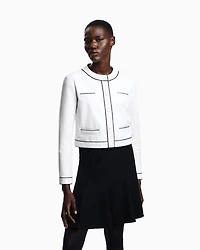 Emporio Armani - Semi-aniline lambskin nappa leather jacket, Woman, White, Size: