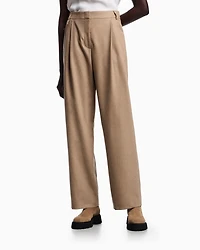 Emporio Armani - Icon wool flannel trousers with pleats, Woman, Beige, Size: