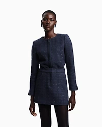 Emporio Armani - Lurex tweed mini skirt with micro sequins, Woman, Blue, Size: