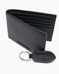 Emporio Armani - Gift box with wallet and keyring in tumbled leather, Man, Black, Size: TU