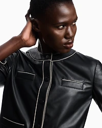 Emporio Armani - Semi-aniline lambskin nappa leather jacket, Woman, Black, Size: