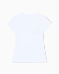 V-neck T-shirt with metal logo