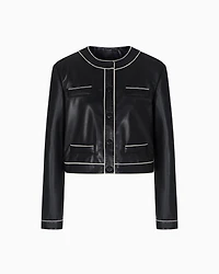 Emporio Armani - Semi-aniline lambskin nappa leather jacket, Woman, Black, Size: