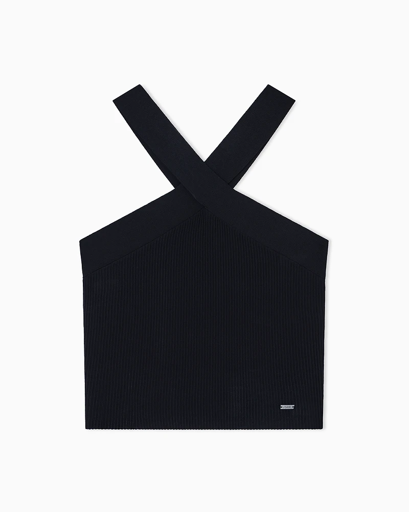 Armani Exchange -  Top with crisscross design, Woman, Black, Size: