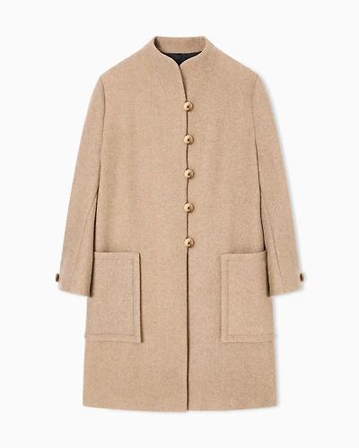 Emporio Armani - Icon wool-blend single-breasted coat, Woman, Grey, Size: