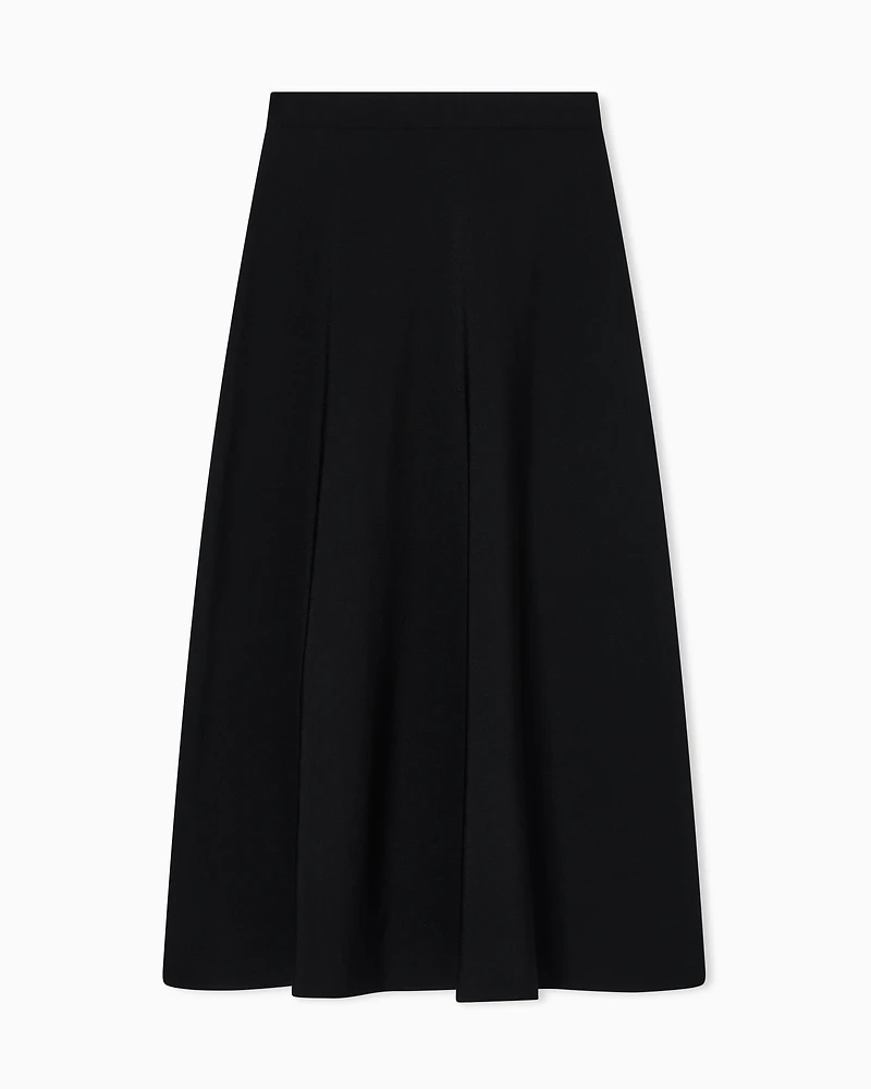 Emporio Armani - Flared stretch-viscose long skirt, Woman, Black, Size: