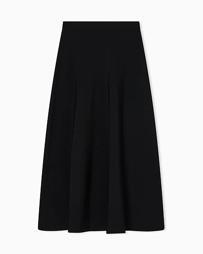 Emporio Armani - Flared stretch-viscose long skirt, Woman, Black, Size: