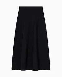 Emporio Armani - Flared stretch-viscose long skirt, Woman, Black, Size: