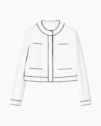 Emporio Armani - Semi-aniline lambskin nappa leather jacket, Woman, White, Size:
