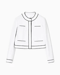 Emporio Armani - Semi-aniline lambskin nappa leather jacket, Woman, White, Size: