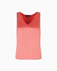 Emporio Armani - Silk satin V-neck top , Woman, Red, Size: