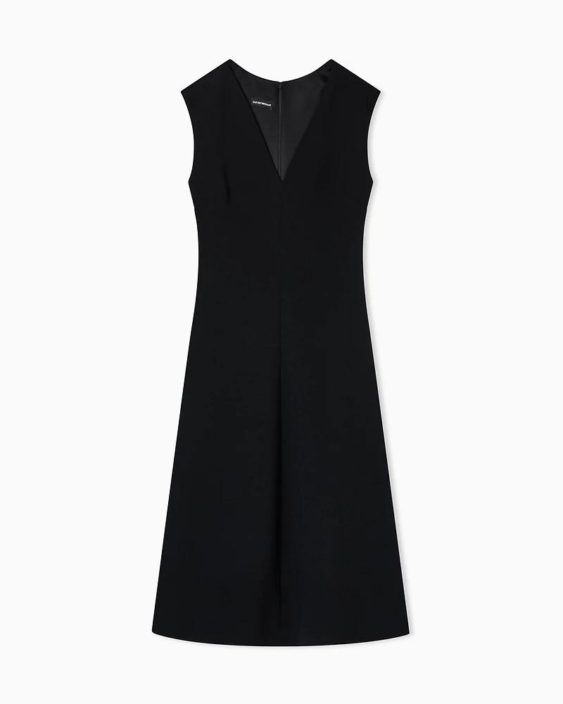 Emporio Armani - Flared dress bark-effect fluid crêpe, Woman, Black, Size: