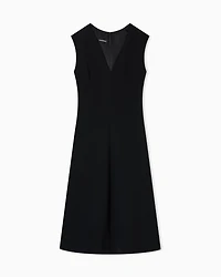 Emporio Armani - Flared dress bark-effect fluid crêpe, Woman, Black, Size: