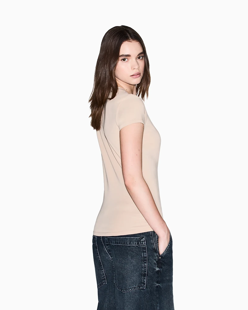 Armani Exchange - Slim Fit T-Shirts, Woman, Camel, Size: