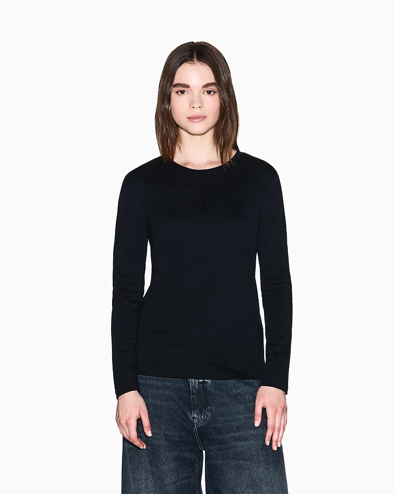Armani Exchange - Long Sleeves T-Shirts, Woman, Black, Size: