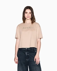 Armani Exchange - Cropped T-Shirts, Woman, Camel, Size: