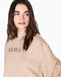 Armani Exchange - Cropped T-Shirts, Woman, Camel, Size: