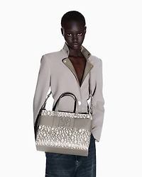 Armani Exchange - Large tote bag with double handles and shoulder strap, Woman, Beige, Size: TU