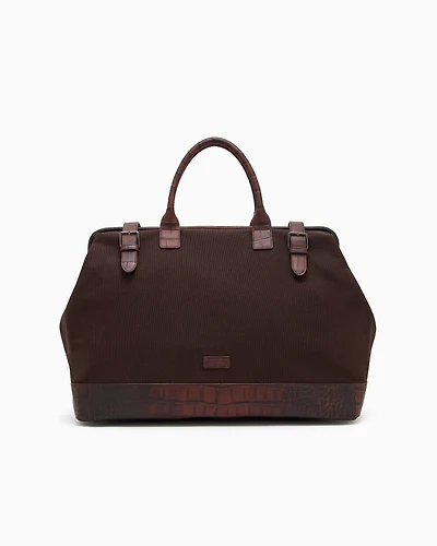 Emporio Armani - Weekend bag with crocodile-embossed leather details, Man, Brown, Size: TU