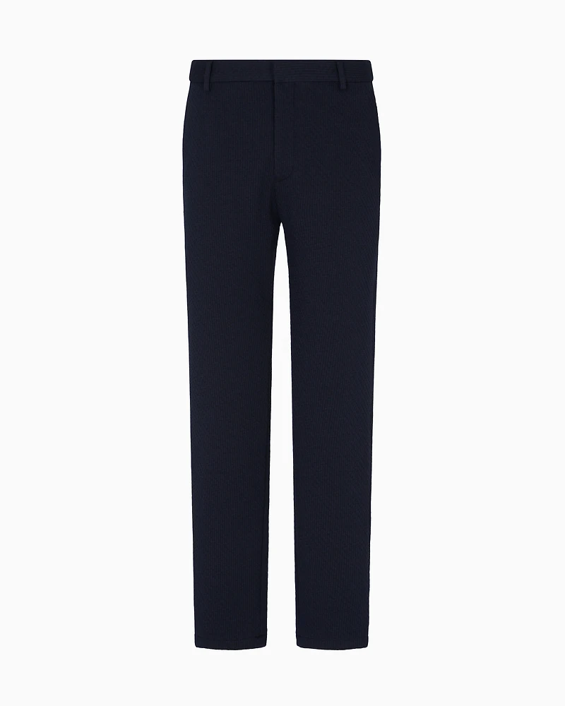 Emporio Armani - Jacquard double jersey knit chinos, Man, Blue, Size: