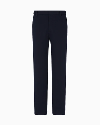 Emporio Armani - Jacquard double jersey knit chinos, Man, Blue, Size: